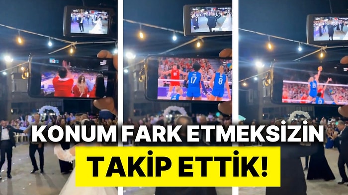 Her Koşulda Tam Destek! Türkiye-İtalya Voleybol Maçını Düğünde İzleyen Kameraman