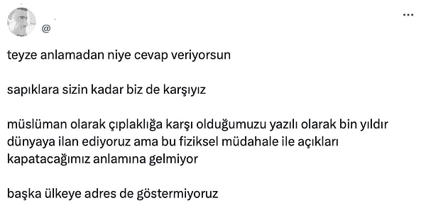 Kullanıcı yine de durmadı, Hande Yener'e 'teyze' diye seslenerek söylemek istediğinin bu olmadığını iddia etti. Hande Yener'den cevap gelmedi, iyi ki de gelmedi...