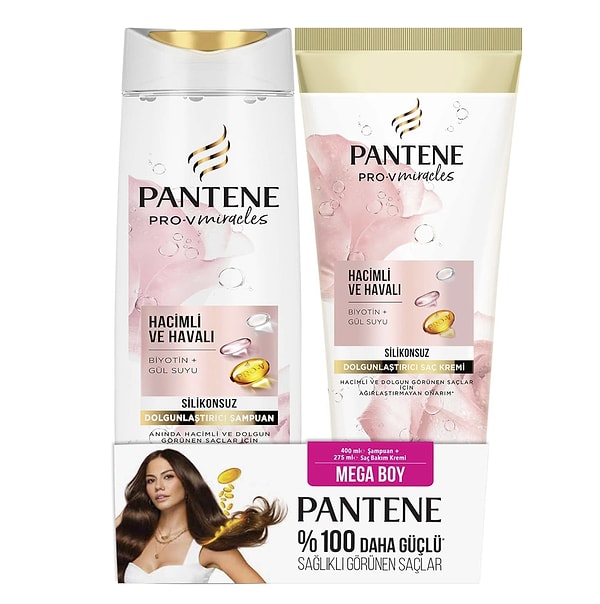 Pantene Pro-V Miracles Silikonsuz Hacimli ve Havalı 400 ml Şampuan + 275 ml Saç Bakım Kremi