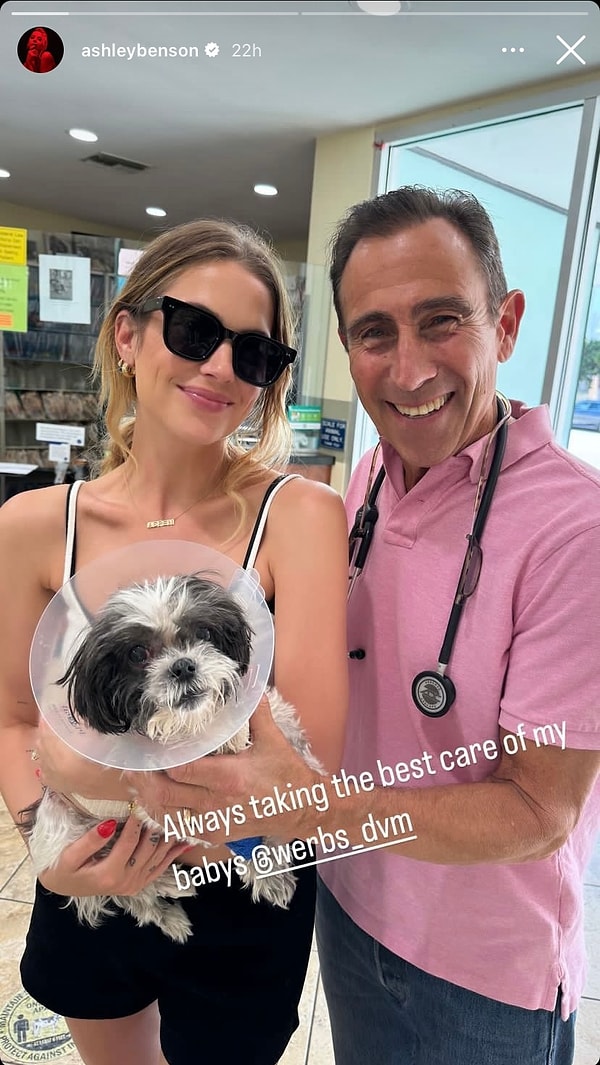 Ashley Benson köpeğini veterinere götürdü.