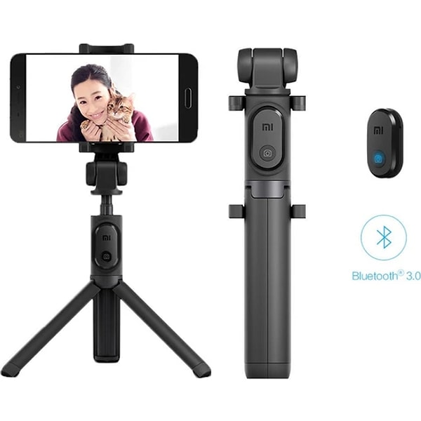 5. Xiaomi Selfie Çubuğu Tripod Bluetooth Uzaktan Kumandalı Telefon Kamera - Siyah