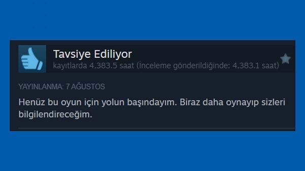 Şöyle bi' 5 bin saat civarı oynamayan da ne bileyim zaten...