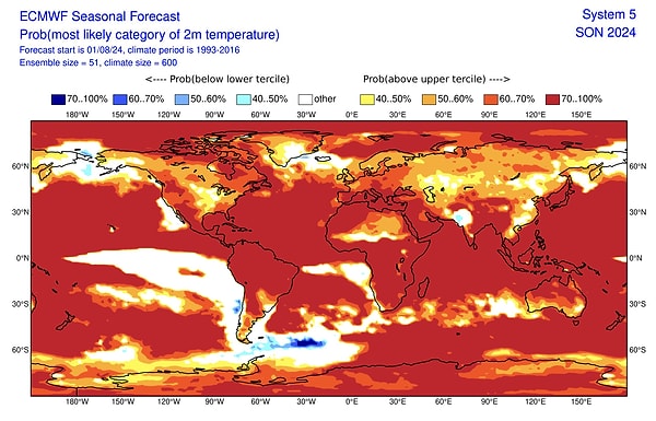 İstanbul Teknik Üniversitesi (İTÜ) Meteoroloji Mühendisliği Bölümü'nden Prof. Dr. Barış Önol, ECMWF sezonluk tahminlerine göre paylaştığı haritalarla, sonbahar ayları için de uyarıda bulundu.