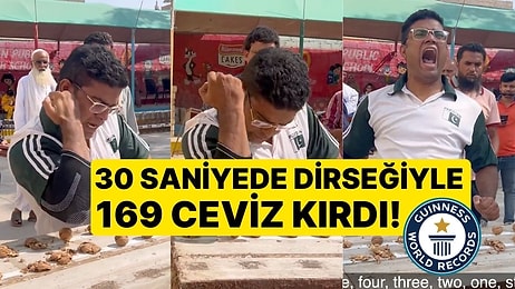 Guinness Rekorlar Kitabı'na Girdi: 30 Saniyede Dirseğiyle 169 Ceviz Kırdı