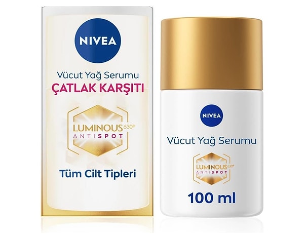 NIVEA Luminous630 Çatlak Karşıtı Vücut Yağ Serumu 100ml, Cilt Tonu Eşitleyici, 48 Saat Nemlendirici, Pürüzsüz Cilt Hissi