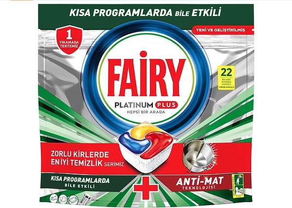 Fairy Platinum Plus Bulaşık Makinesi Deterjanı Kapsülü 22 Yıkama Limon Kokulu