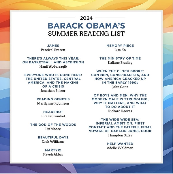 Okuma listesinde ise Obama, farklı kültürleri tercih etmiş. Liste; tarih, kişisel gelişim ve diğer birçok türü barındırıyor.