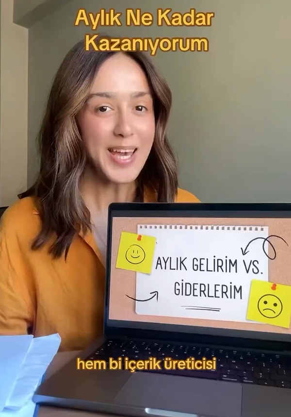 Genç kadının beyaz yakalı olduğu işinden aldığı maaş 105 bin TL, içerik üreticiliğindeki iş birliklerinden kazancı ise 90 bin TL idi.