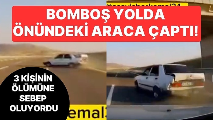 Görüntüleri İzleyenler Anlam Veremedi: Bomboş Yolda Gidip Önündeki Araca Çarparak Kaza Yaptırdı