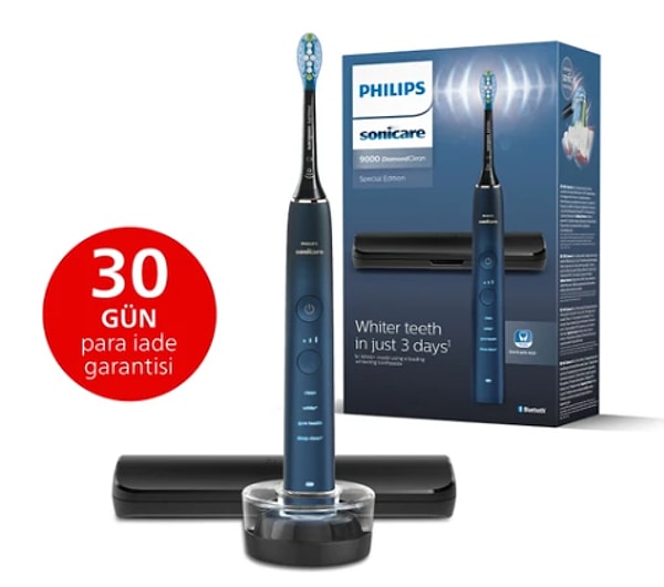 7. Philips Sonicare Diamond Clean 9000 Şarjlı Diş Fırçası,Seyahat Kabı,Sonicare App - Siyah HX9911/88