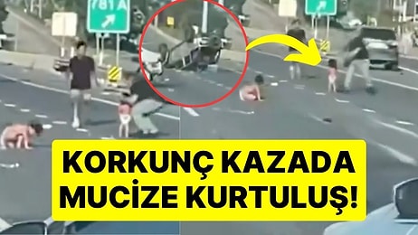 Korkunç Kazada Mucize Kurtuluş! Takla Atan Araçtan Fırlayan İki Çocuk Yara Almadan Kurtuldu