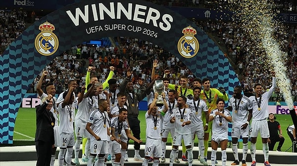 2024 UEFA Süper Kupa'da şampiyon Real Madrid oldu. Eflatun-beyazlılar, Atalanta'yı Valverde ve Mbappe'nin golleriyle 2-0 mağlup ederek 6. kez kupayı müzesine götürdü.