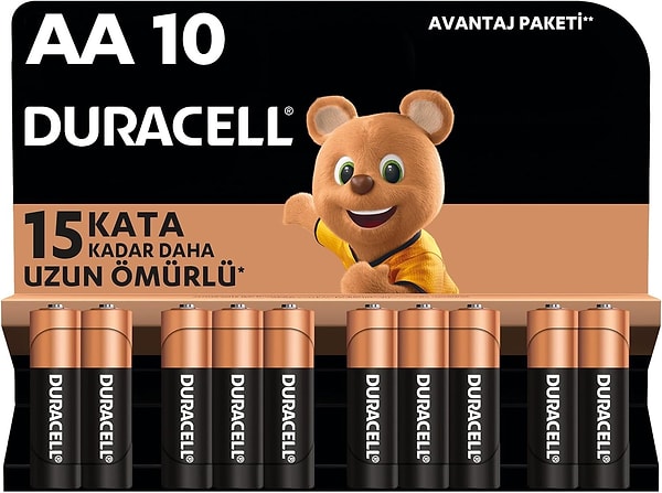 12. Duracell Alkalin AA Kalem Pil, 10’lu Paket