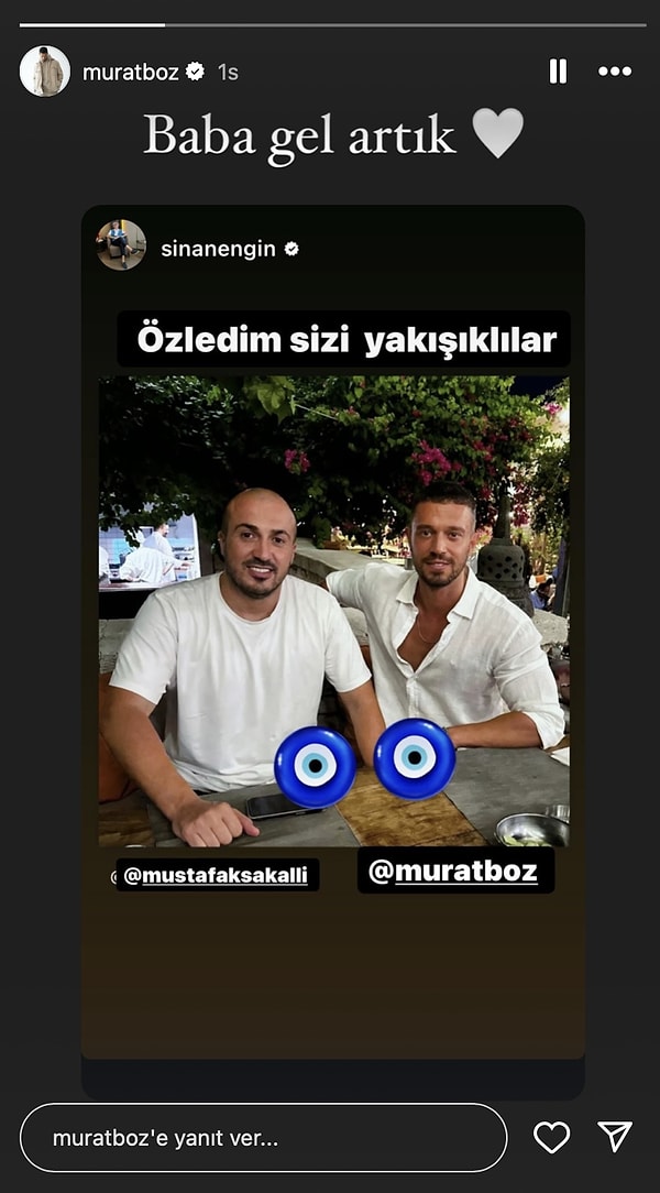 Murat Boz ve Ezgi Mola'nın eşine yakışıklılar diye seslenip "özledim" diyen Sinan Engin'in mesajı karşılıksız kalmadı.