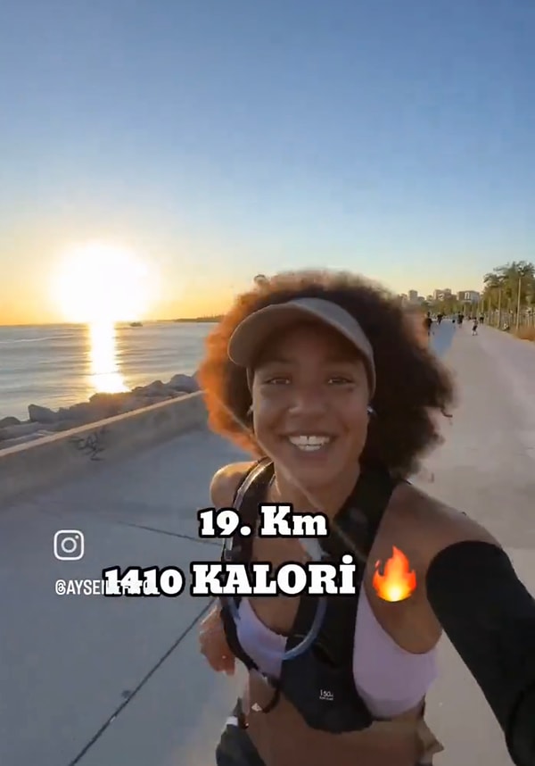 29 km 776 metre koşan kadın 2000 kalori yakmış oldu.