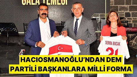 TFF Başkanı İbrahim Hacıosmanoğlu, Diyarbakır'da DEM Parti Eşbaşkanlarına Milli Forma Hediye Etti