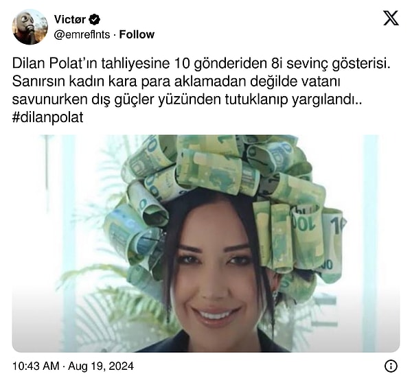 Tabii aylardır ülke gündeminde olan Dilan Polat'ın tahliye edilmesine tepkiler de var.