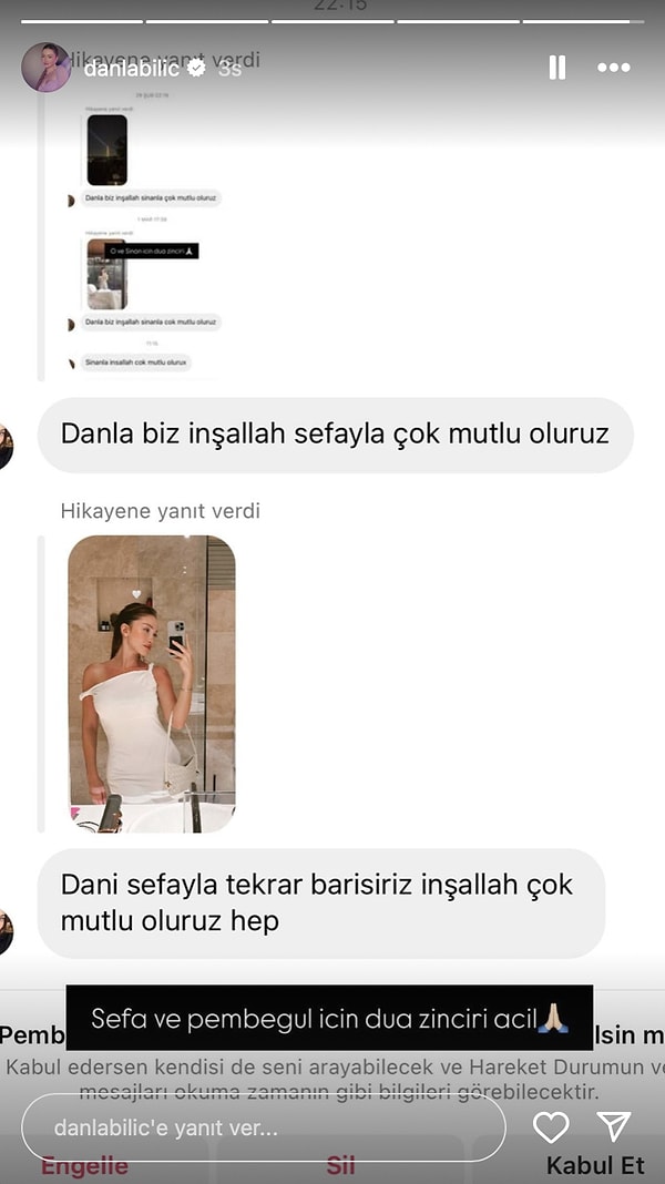 Danla Bilic, kendisinden iyi dilekler isteyen takipçisi ve sevgilisine aşk duası zinciri başlattı.