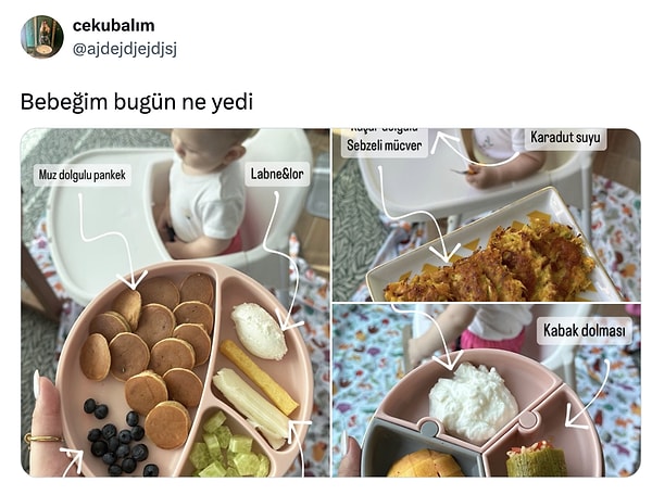 Profil bebeğine hazırladığı öğünlerle viral oldu.