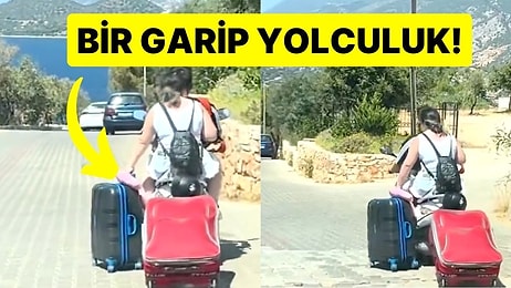 Tatil Yapmaya Giden Çiftin Tehlikeli Motosiklet Yolculuğu! Valizleri Sürükleyerek Götürdüler