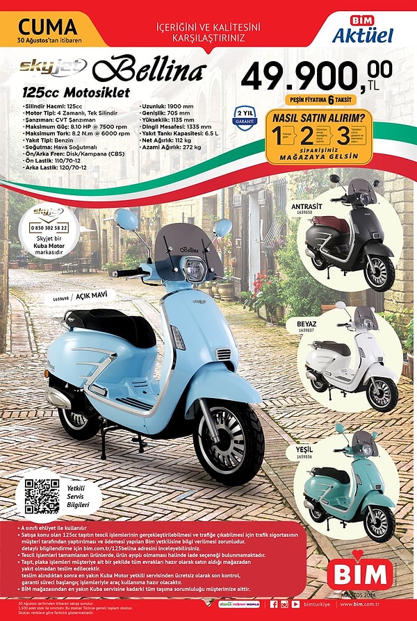 Bellina 125cc Motosiklet 49.900 TL