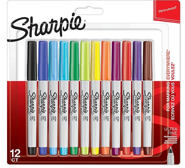 11. Sharpie Ultra Fine, Süper İnce Uç, Karışık 12'li Paket