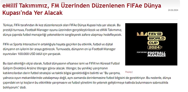 Duyuru, TFF tarafından yapıldı.