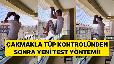 Çakmakla Tüp Kontrolünden Sonra Yeni Test Yöntemi! Balkona Döşediği Fileye Tırmanarak Hayatını Hiçe Saydı