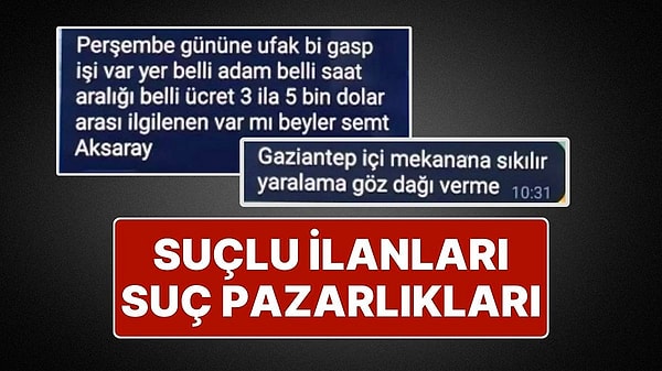 Telegram kanallarında ‘suçlu’ arama ilanları tüm hızıyla devam ediyor. Herkesin katılabildiği bir grupta ‘gaspçı’ ilanı verildi. Başka bir ilanda da “mekana sıkılır gözdağı verilir’ ilanı herkesi şaşkına çevirdi. Cumhuriyet’e konuşan güvenlik analisti Burak Yıldırım “Türkiye’de suç örgütleri büyük oranda organize hale gelmiş” dedi.