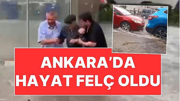 Ankara'da sağanak nedeniyle çok sayıda cadde ve sokak su altında kaldı, bazı ev ve iş yerinin zemin katlarını su bastı.