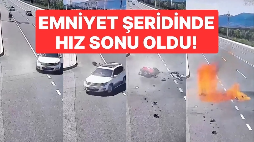 Emniyet Şeridinde Hız Sonu Oldu! Çarpmanın Etkisiyle Alev Alan Motosikletin Sürücüsü Hayatını Kaybetti