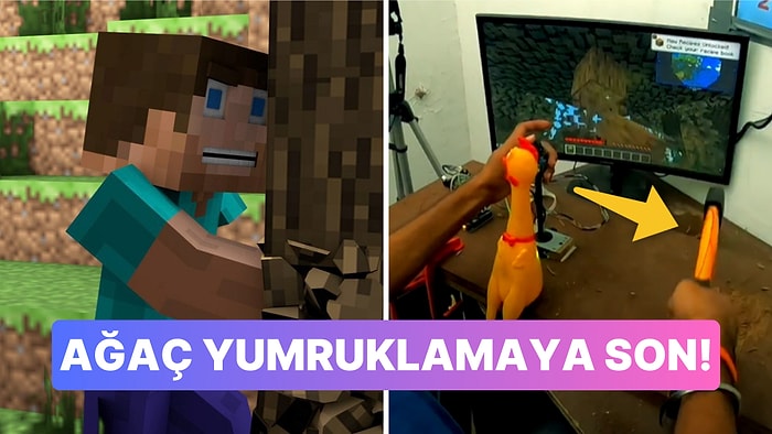 Minecraft Oynamak İçin Gerçek Baltadan Kontrolcü Yaptı, Etrafı Dağıttı!