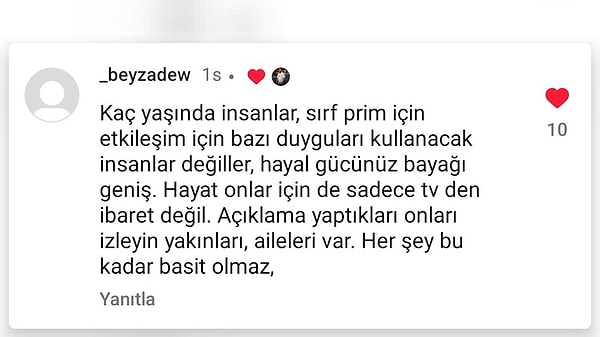 Tabii, bununla kalmadı. Onur, Beyza ile aşk iddiaları hakkında yapılan başka bir yorumu da kalpledi. Onur'un bu yorumu beğenmesi duygularını gizliyor, diye yorumlandı.