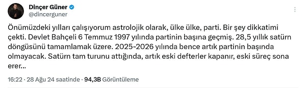 İşte, Dinçer Güner'in X üzerinden yaptığı o açıklama 👇