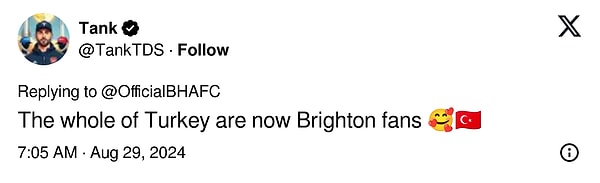 "Tüm Türkiye artık Brighton taraftarı"