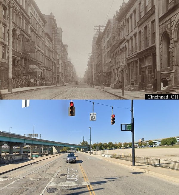 2. Central Sokakları, Cincinnati, Ohio, 1890'dan günümüze.