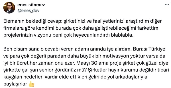 Bu elemanı kaçırma diyen de oldu.