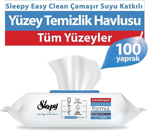 8. Sleepy Easy Clean Çamaşır Suyu Katkılı Yüzey Temizlik Havlusu