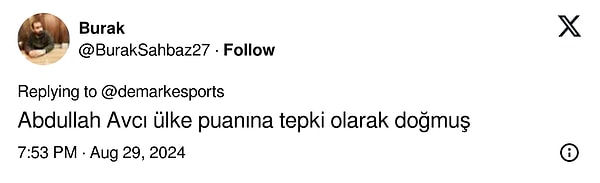 Avcı'nın bu performansı bir kez daha sosyal medyada "Ülke puanına tepki olarak doğdu" yakıştırması yapılmasına neden oldu.