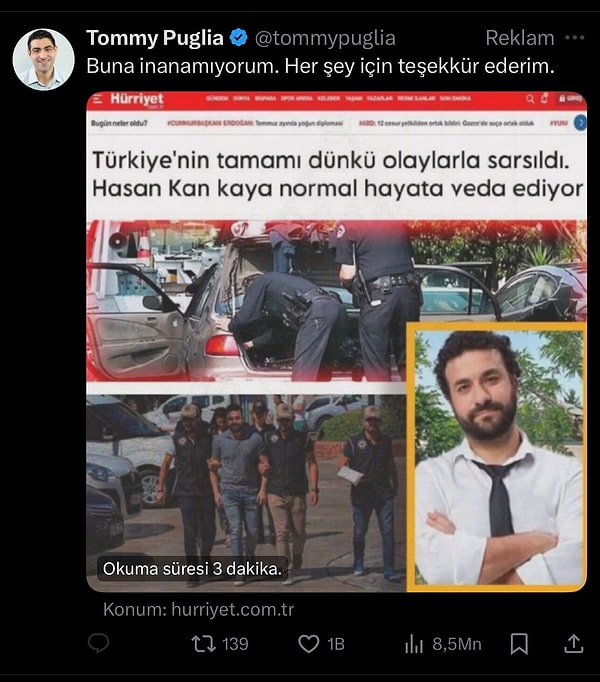 Başlıklar ise benzer: "Türkiye'nin tamamı dünkü olaylarla sarsıldı. Hasan Can Kaya normal hayata veda ediyor."