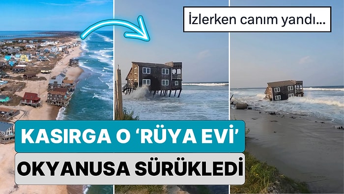 Bir Adam Kasırganın Hayranlıkla İzlediğimiz Okyanusa Sıfır Bir Evi Suya Sürüklediği Anları Kaydetti