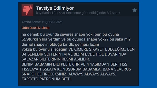 Bu oyunun geçtiği zaman diliminde bırakın Snape'i, anası babası dahi hayatta değil ama şu isyan yine de dağları titretti.