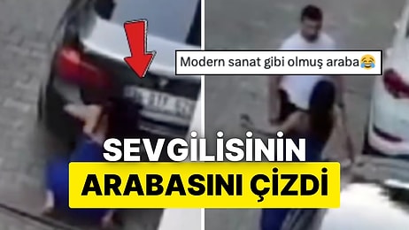 Aldatıldığı İddia Edilen Kadın, Sevgilisinin Aracını Çizerek Adeta Modern Sanata Dönüştürdü!