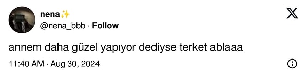 Tabii, '@anonimiyim' adlı X kullanıcısından önce bir başka el oğluna brownie yapanlardan tavsiye gecikmedi: 'Annem daha güzel yapıyor...' 👇