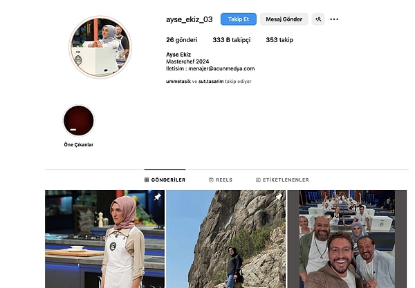 Haziran ayında açtığı Instagram hesabından halihazırda 333 bin takipçisi bulunan Ayşe, MasterChef yarışmacıları arasında en çok takipçiye sahip isim!