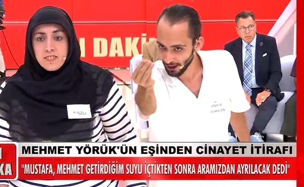 Mustafa'nın "Mehmet getirdiğim suyu içtikten sonra aramızdan ayrılacak" dediğini söyleyen Sebile Hanım'a karşılık Mustafa da "Ben Allah mıyım?" diyerek iddiaları yalanladı.