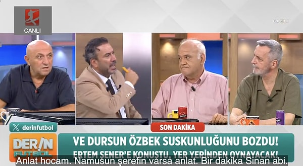 Beyaz TV'de yayınlanan 'Derin Futbol' programında gergin anlar yaşandı. Sunucu Ertem Şener'in ifadelerine sinirlenen yorumcu Ahmet Çakar "Senin program öncesi ne konuştuğunu anlatayım mı burada?" diyerek cevap verdi.