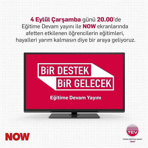 "Eğitime Devam" sosyal sorumluluk projesinin bir parçası olarak, 4 Eylül Çarşamba akşamı saat 20.00'de "Bir Destek, Bir Gelecek: Eğitime Devam Canlı Yayını" düzenlendi.