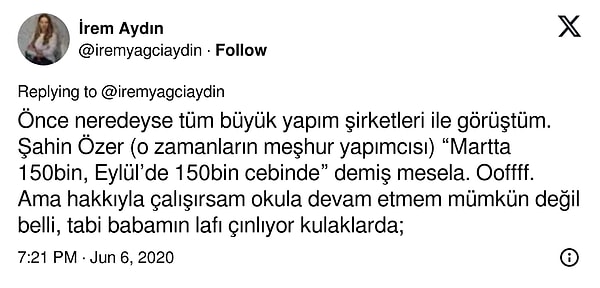 Vaatler güzel fakat büyük emek gerektiriyor. İrem de o zaman daha en başında hayatın, hukuktan mezun olacak kolay mı?