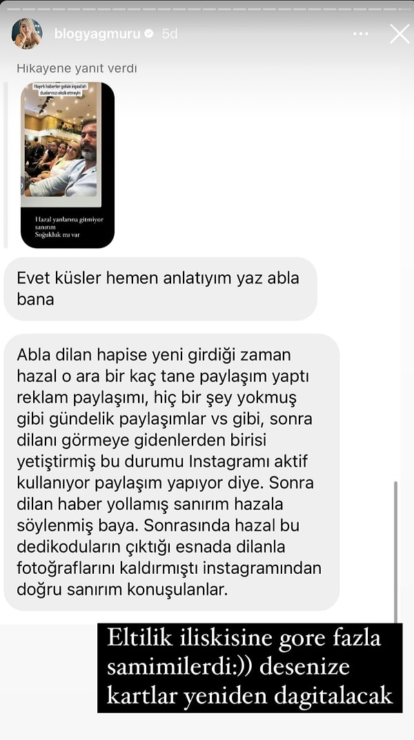 "@blogyagmuru" hesabından paylaşım yapan Yağmur Çevik'in paylaşımında tüm gerçekler ortaya çıktı. Bir dönem aralarından su sızmayan eltiler artık küsler!